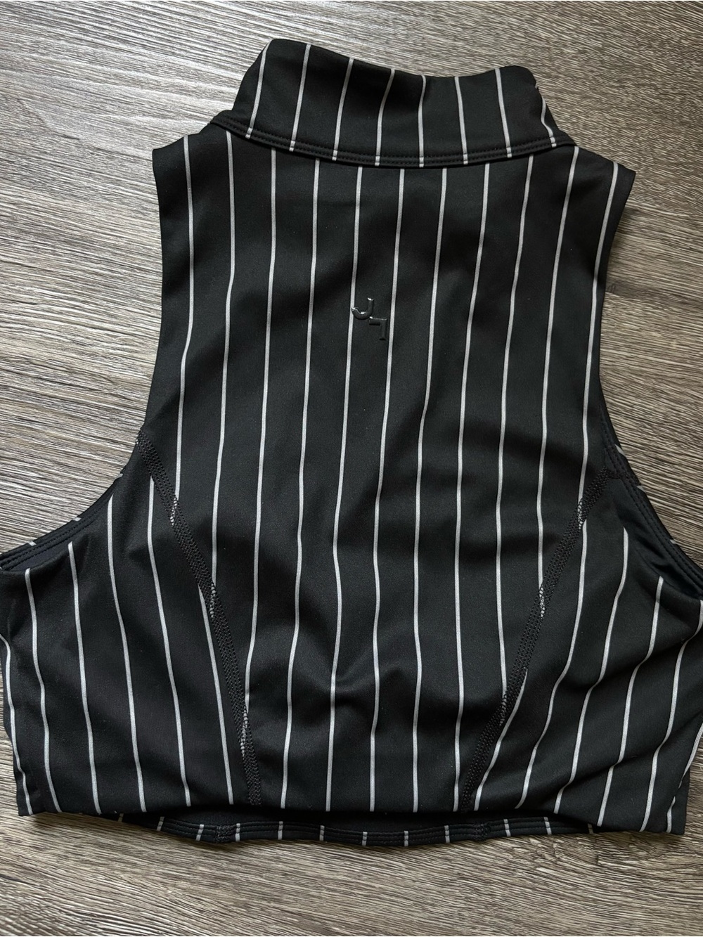 JoyLab Black White Pinstripe Zip-Up Tank - Picture 3 of 3